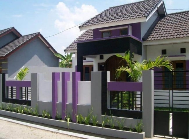pagar rumah minimalis modern nuansa ungu
