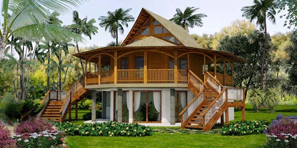 Desain Rumah Tingkat Bambu Dengan Nuansa Alam
