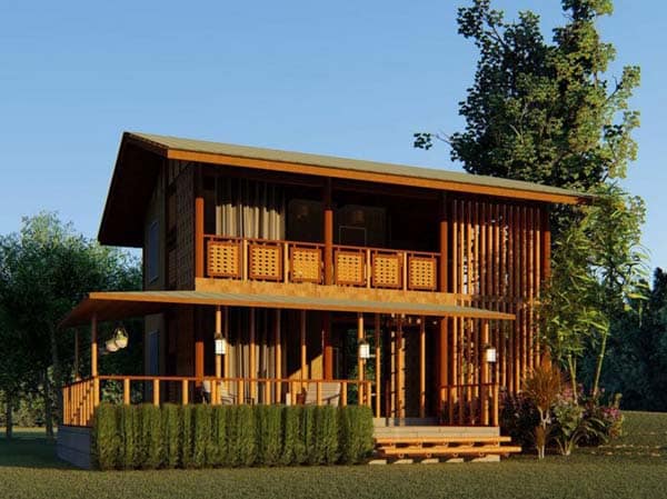 desain rumah bambu minimalis modern